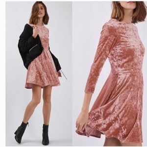 Topshop velvet burnout skater dress mauve pink size 12